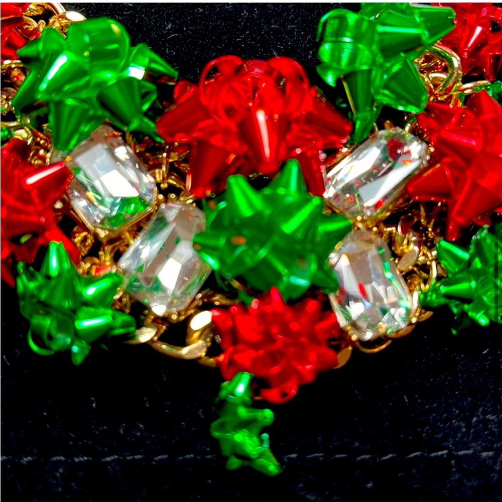 New Betsey Johnson Festive Bow Bib Necklace - Picture 12 of 14